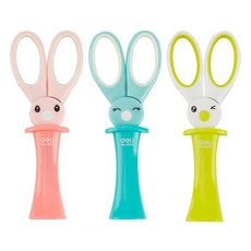 deLi 得力 兔子安全蓋站立式剪刀 137mm 3件組 E6065, 1套, 粉紅色, 藍色, 綠色