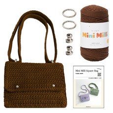 yarna 미니밀리 스퀘어백 뜨개실 250g + 솔트레지 실버 2p + 오링미니 실버 2p + 인쇄도안 DIY패키지 세트, 710 브라운, 1세트