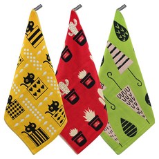 유하우스 북유럽풍 주방타올 3종 세트, 기프트블랙캣, 선인장, 빗방울그린, 1세트