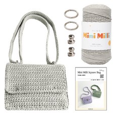 yarna 미니밀리 스퀘어백 뜨개실 250g + 솔트레지 실버 2p + 오링미니 실버 2p + 인쇄도안 DIY패키지 세트, 724 소프트그레이, 1세트