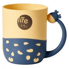 次佳 長頸鹿手把漱口杯 500ml, 黃色, 1個