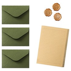 Inp 高級信紙 10p + 信封 3p + 封口貼紙 3p 套組, 1套, 綠色(信封)