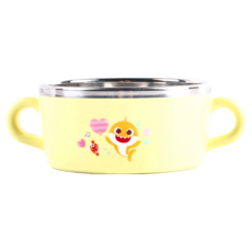 BABY SHARK 鯊魚寶寶 pinkfong 碰碰狐 鯊魚家族 鯊魚寶寶 304不鏽鋼 防燙隔熱碗 290ml, 黃色, 1個