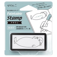 日本 MIDORI 手繪浸透印章 35506 S 海豹 黑色 可愛手帳印章, 1個