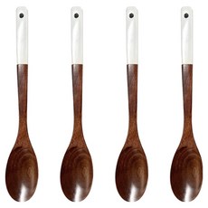 원목 컬러 옻칠 볶음스푼 중 32cm, 화이트, 4개