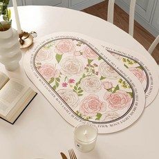 지피코 실리콘 고급스러운 테이블 매트, 장미, 40 x 30 cm, 2개