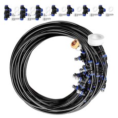 AHOYE 戶外噴霧冷卻系統 附10顆噴霧頭 10m 庭院降溫神器 節水環保, 黑色, 1條