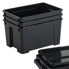 Brida 可堆疊式多用途整理收納生活箱, 黑色, 3個