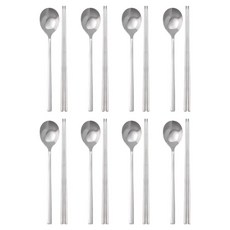 RAONNURI 韓國製造 基本款 韓式湯匙筷子組, 8套, 湯匙 8p + 筷子 8p, 單一顏色