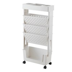 Mabsoshop 辦公室側邊收納櫃 雜誌書籍推車 BRP066, 5層, 白色