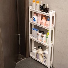 Mabso Shop 浴室洗衣間防水縫隙收納架推車 BRP068, 4層, 白色