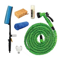 新錸家居 加厚防爆7段高壓魔術彈力伸縮澆花水管尊榮組 15m 顏色隨機, 1組