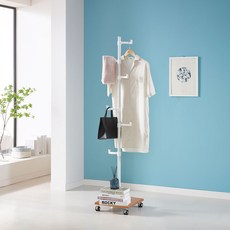 이지온 이동식 원목 미니 감성 우드 스탠드 베이직 6 철제 옷걸이 행거 WEC-L, 체리