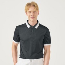 다꾸앙 남성용 골지배색 스판 반팔 카라 티셔츠 H03K9_tp5605