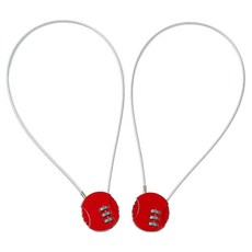 DOTO 베이직 3자리 와이어 자물쇠 2p 세트, 레드, 1세트