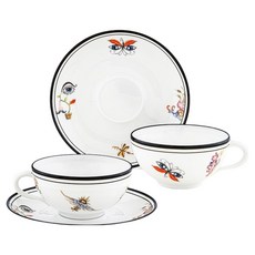 Ginori1735Italia 阿卡迪亞茶杯2入 + 杯碟2入組, 1套, 混色