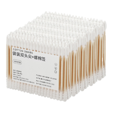 AHOYE 化妝 + 掏耳專用雙頭棉花棒 尖 + 螺旋, 1組, 500支