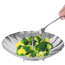 AHOYE 不鏽鋼可伸縮蒸盤/蒸籠/蒸架/瀝水籃/沙拉碗, 1個, 25cm