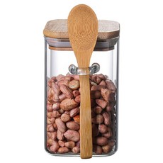 블룸엣홈 플레인 내열유리 사각 스푼형 양념통 1호, 1개, 300ml