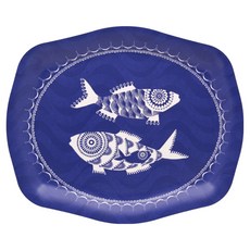 JAMIDA 魚群洛可可託盤 AB4033-201, 藍色, 1個