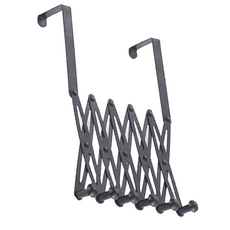 新錸家居 工業風不鏽鋼伸縮門後掛勾, 黑色, 1個