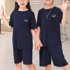 woojooi Hey June兒童款高年級剪裁圓領涼爽短袖室內服上下套裝