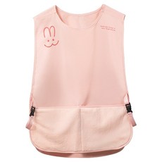 순잠 라운드넥 토끼 간편 방수 주방 앞치마, 핑크, 1개