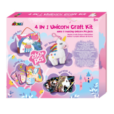 AVEnIR Kids 精選4合1趣味套組 獨角獸主題手作套裝，包含串珠、縫紉、刮畫、衍紙等多種玩法, 1組, 獨角獸