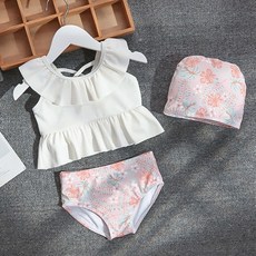 Starbean 女童可愛泳衣上衣下身 + 帽子套組
