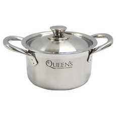 Kitchen-Art 電磁爐適用雙耳3層不鏽鋼Queens不鏽鋼湯鍋, 銀, 14cm, 1個