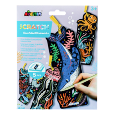 AVEnIR Kids DIY 刮畫書籤 5個 海洋世界 兒童創意美術刮畫組