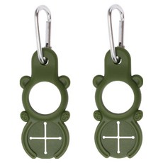 블리츠 곰돌이 휴대용 아웃도어 수건 생수 물병 고리, 카키, 2개, 1단