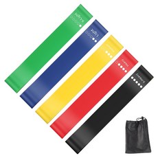 Clair B 高級運動環狀彈力帶5件組, 1套, 多色