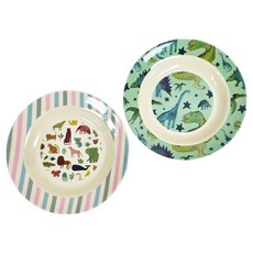 rice 丹麥兒童餐盤2件組, 動物園, 恐龍, 1套