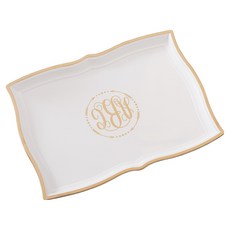 MaMaison 長方形 ABC 託盤 HS410G-W, 白色 + 金色