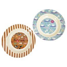 rice 丹麥兒童餐盤2件組, 棕色農場, 天鵝, 1套