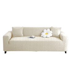 ANTIAN 全包彈力加厚防滑沙發套/四季通用柔軟沙發罩/防貓抓防塵沙發墊 2人座 附抱枕套, 芥末黃, 1個