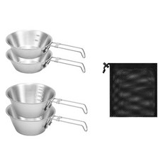 Kitchen Heim 不鏽鋼餐具4件組+收納袋, 鋼, 1個, 300ml x 2入 + 500ml x 2入 + 收納袋