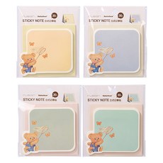 Deli 奶油熊自黏便條紙 4款 x 30頁組, 1套, 黃色, 藍色, 綠色, 天空藍