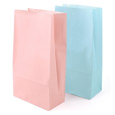 方底紙袋 粉紅色 100入 + 天空藍 100入 組合 小, 1套