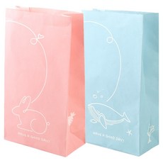 TOGO PACK 方底紙袋 兔子 中款 100入 + 鯨魚 中款 100入 組合, 1套