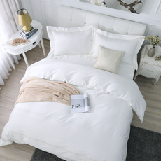 鴻宇寢飾 300織純色刺繡床包枕套 台灣製 Queen Size