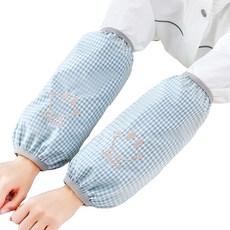 Dejavu 微笑格紋防水袖套 2件組, 藍色