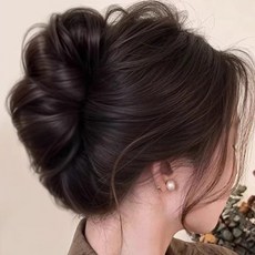 Bellesuve 豐盈盤髮波浪髮夾式局部假髮, 1個, 棕黑色