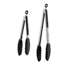 耐熱矽膠食物夾/牛排夾/料理夾/烤肉夾/麵夾/餐夾2件組 9寸+12寸, 1組, 單一顏色