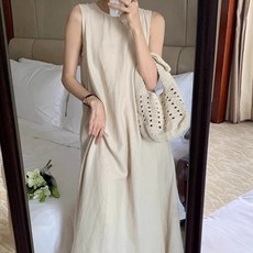 구디프 여성용 루즈핏 임부복 통기성 민소매 등 슬릿 원피스