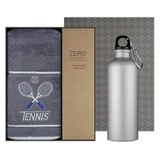 松月毛巾 特別獻禮 網球洗臉巾 150g 30支棉紗 + 金屬運動水瓶套組, 1套, 隨機出貨