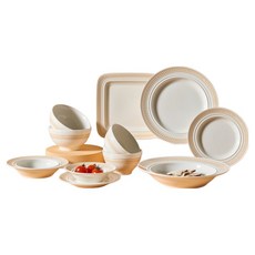 CORELLE COORDINATES 羅斯蒙特餐具居家組合, 居家組合11件組, 象牙白 + 橘色, 11個