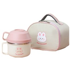 Cuteme 可愛不鏽鋼手提便當盒 + 提袋組 小, 1套, 兔子(MP205)