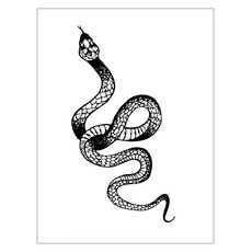 gelluna 半永久時尚亮點黑蛇自黏紋身貼紙, 1個, T-84